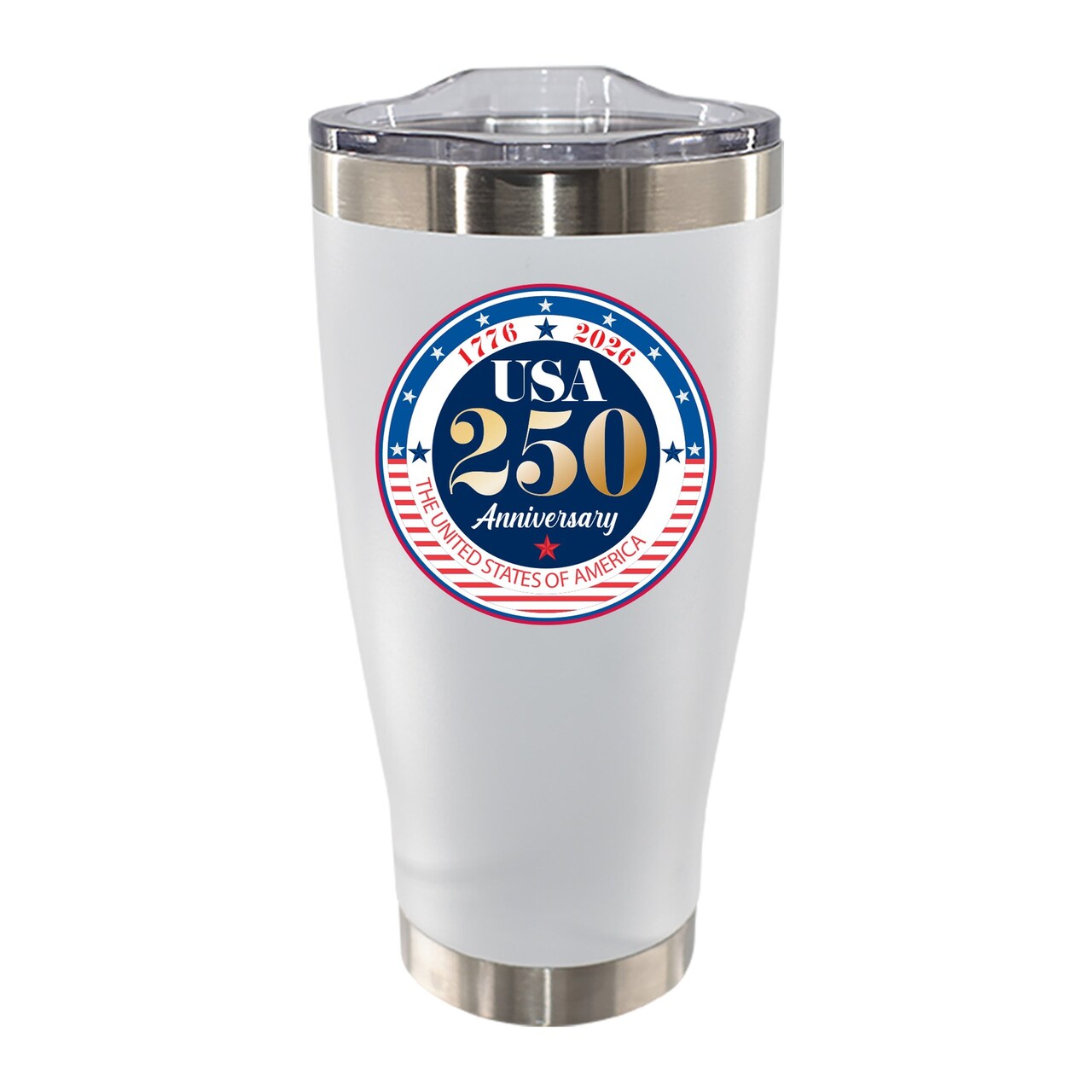 20oz Stainless Steel Tumbler, White, Direct Print, 250 Year Anniversary